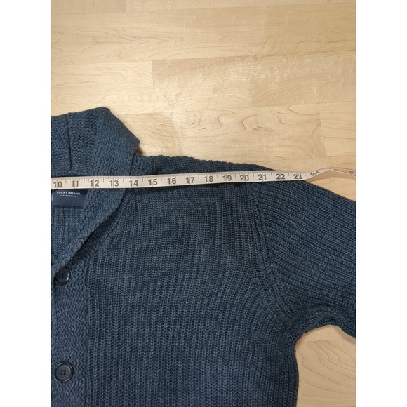 Lucky Brand Linen Blend Cardigan Sweater Shawl Collar Button Blue Size XL Men's - Picture 8 of 11